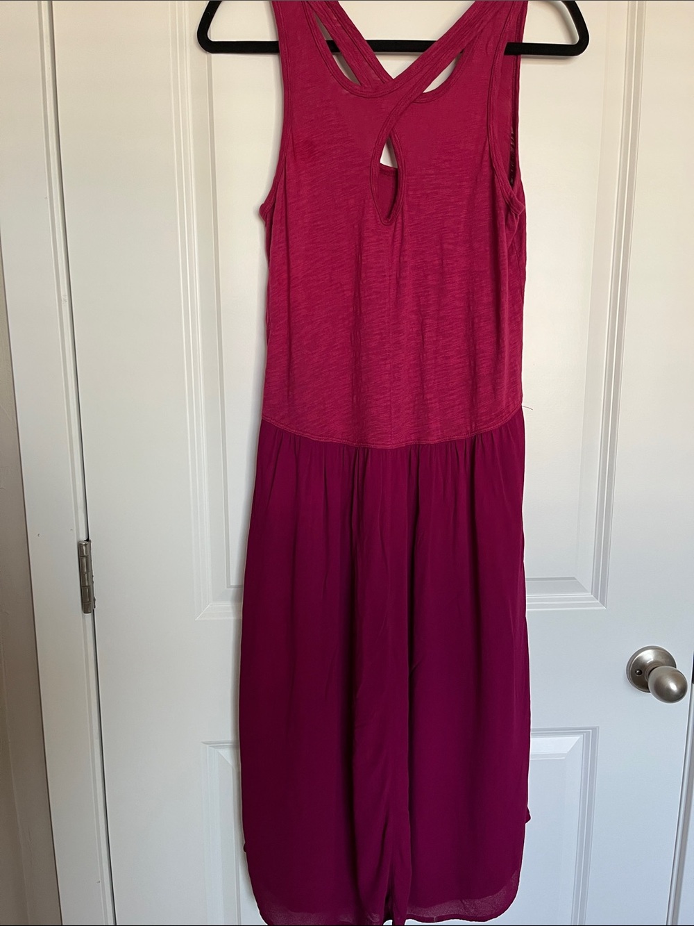 Women's Fuchsia Midi Dress - Sleeveless Crossback - Picture 8 of 11